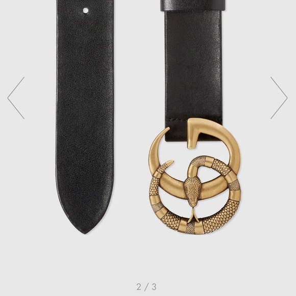 Gucci Leather Belt with Double G buckle with snake - Picture 2 of 8